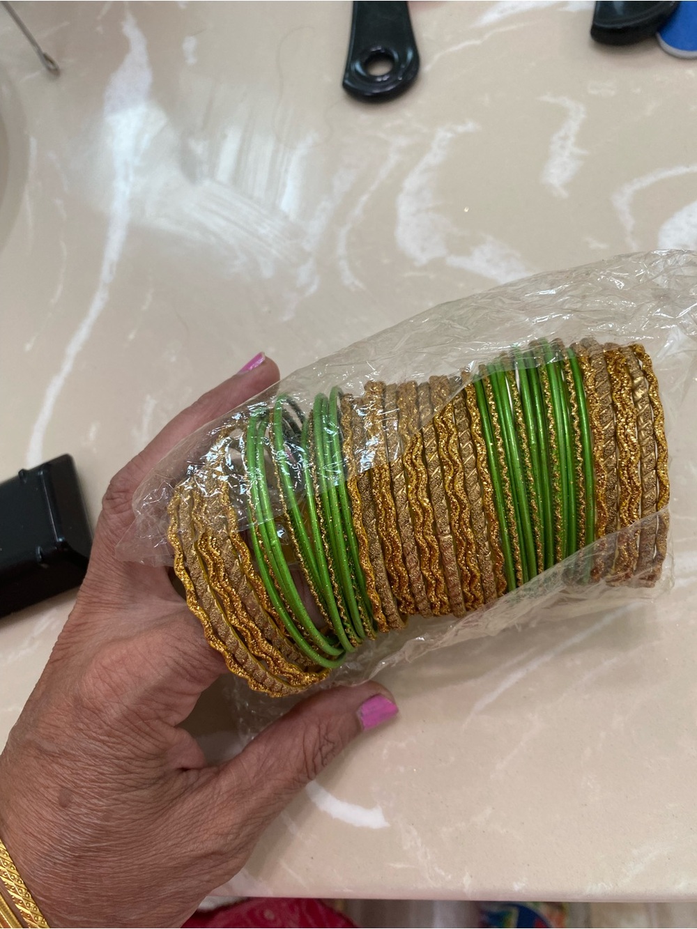 Stanley Gold and Green Stackable Women's Bangles x 48